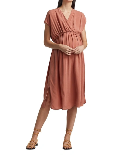 Shop Emilia George Women's Irene Empire-waist Maternity Midi-dress In Blush