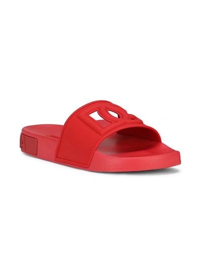 Shop Dolce & Gabbana Interlocking Dg Cutout Pool Slide Sandals In Rosso