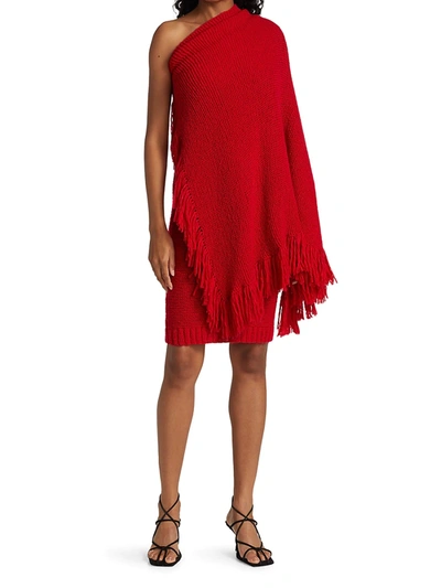 Shop Alejandra Alonso Rojas Shawl Cashmere & Wool Knit Dress In Red