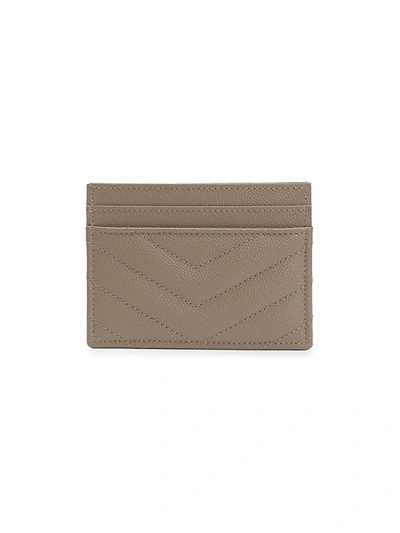 Shop Saint Laurent Monogram Matelassé Leather Card Case In Fog