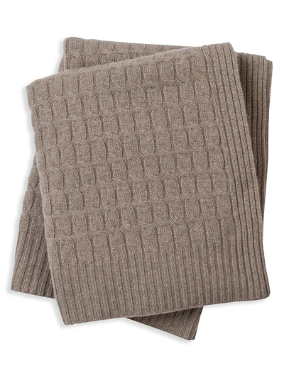 Shop Sofia Cashmere Cashmere Cable Knit Throw In Medium Beige