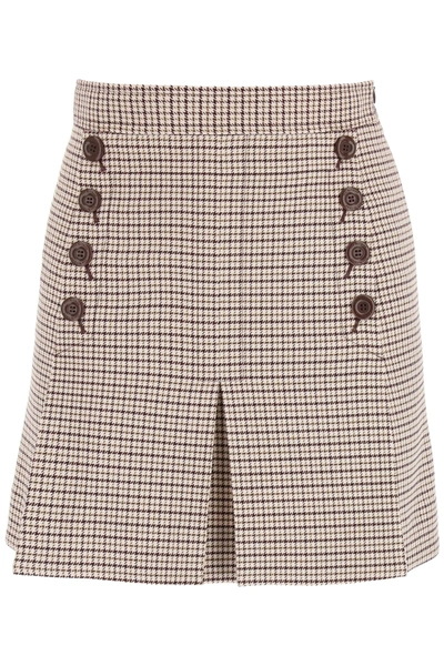 Shop See By Chloé Mini Skirt With Buttons In Brown,white