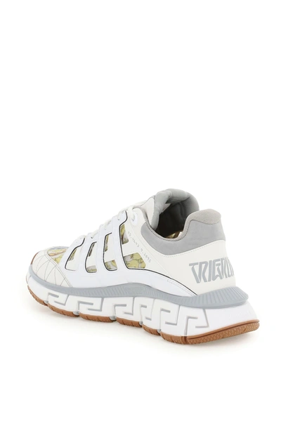 Shop Versace Trigreca Sneakers In White,grey,gold