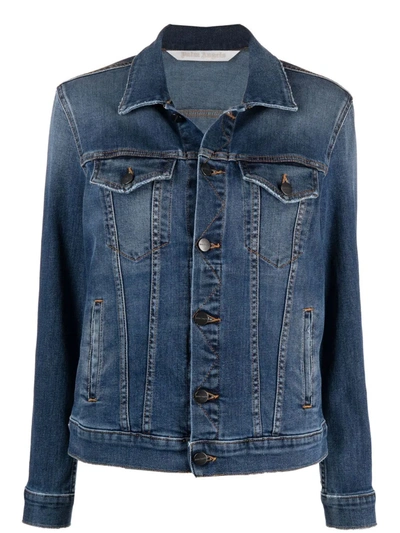 Palm Angels Logo-print Denim Jacket In 蓝色