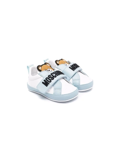 Shop Moschino Teddy Bear Touch-strap Sneakers In 白色