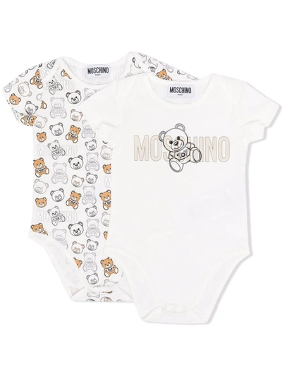 Shop Moschino Teddy Bear-print Two-pack Body In 白色