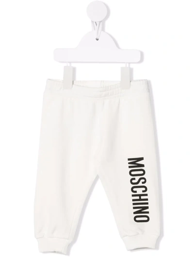 Shop Moschino Logo-print Cotton Track Trousers In 白色