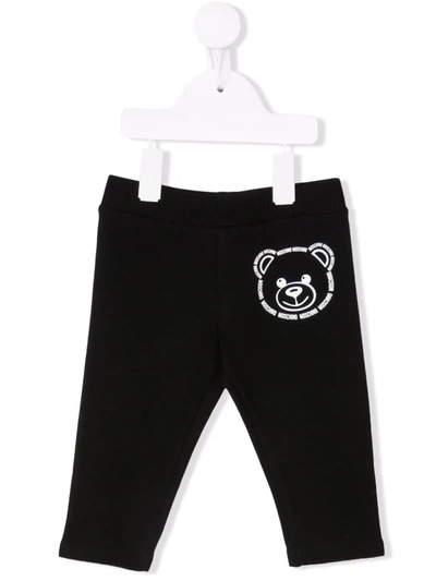 Shop Moschino Teddy Bear Print Tracksuit Bottoms In 黑色