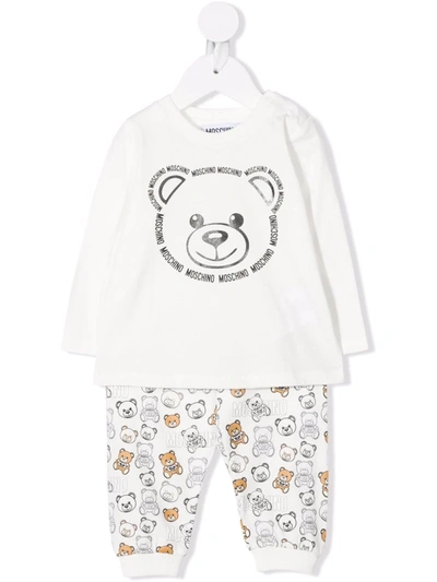 Shop Moschino Teddy Bear Print Tracksuit In 白色