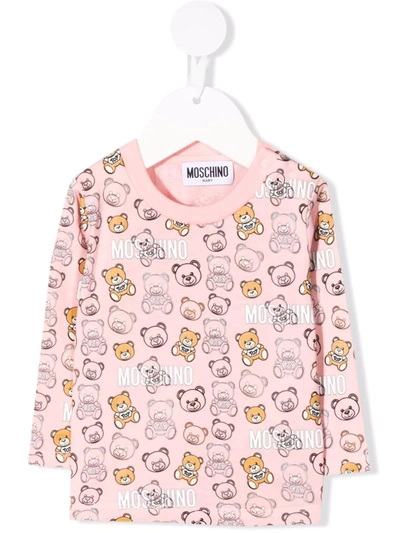 Shop Moschino Teddy Bear-print Sweatshirt In 粉色