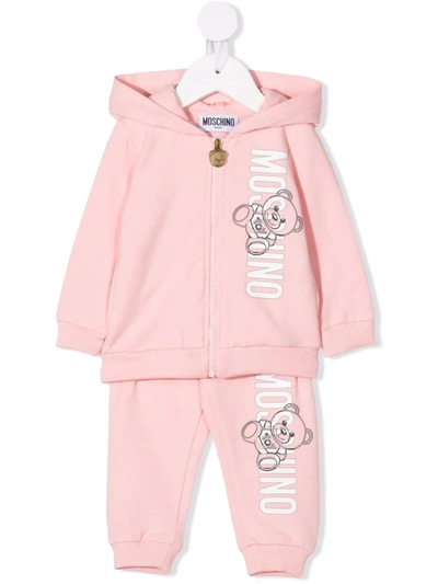 Shop Moschino Logo-print Cotton Tracksuit In 粉色