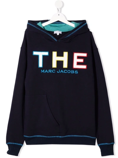 Shop The Marc Jacobs Teen Logo Patch Hoodie In 蓝色