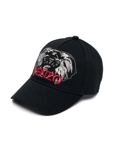Shop Kenzo Embroidered Baseball Cap In 黑色