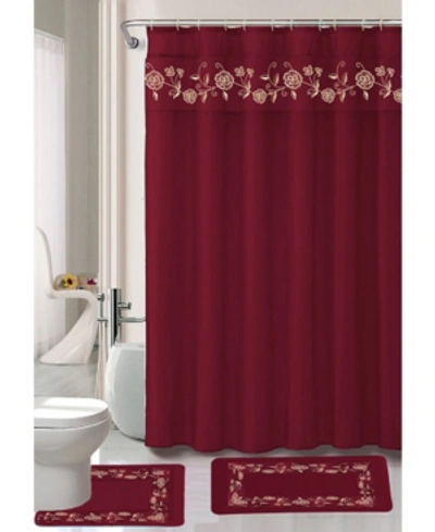 Shop Popular Bath Vera 18-pc. Shower Bath Set In Burgundy-gold