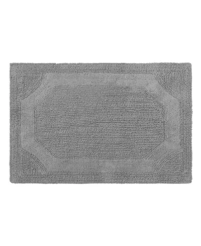 Laura Ashley Reversible Cotton Bath Mat, 17" X 24" In Charcoal