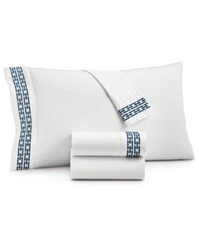 Shop Hotel Collection Chain Links Embroidered 100% Pima Cotton Pillowcase, King, Created For Macy's In White
