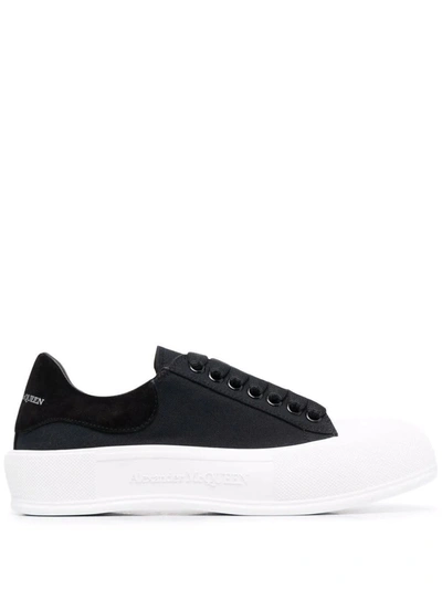 Shop Alexander Mcqueen Man Black And White Lace-up Skate Shoes In Black/black/white