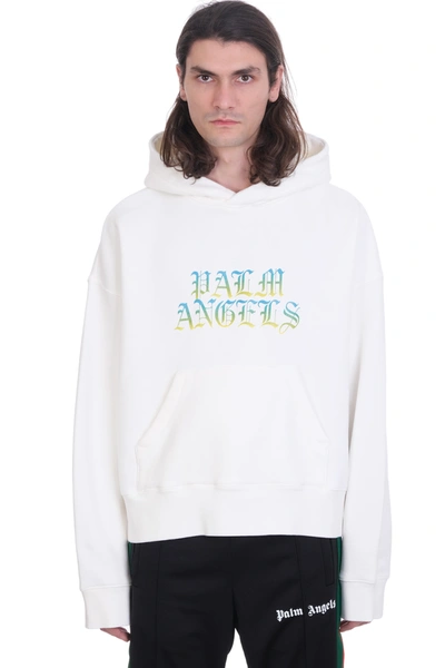 Shop Palm Angels Gothic Logo Sweatshirt In White Cotton