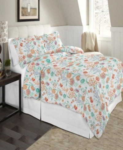 Celeste Home Luxury Weight Printed Cotton Flannel Duvet Cover Set In Peach Blss