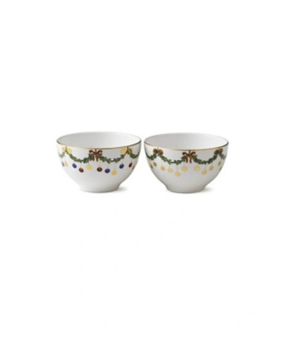 Royal Copenhagen Star Fluted Christmas Chocolate Bowl, Set Of 2 In Multi