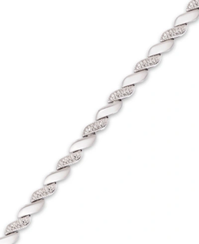 Macy's Diamond Accent San Marco Link Bracelet In 18k Gold-plate & Silver-plate In Silver