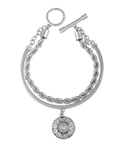 Shop T Tahari Gypsy Revival Toggle Bracelet In Silver-tone