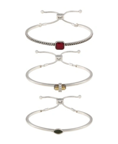 Shop T Tahari Gypsy Revival Trio Bracelet Set In Silver-tone