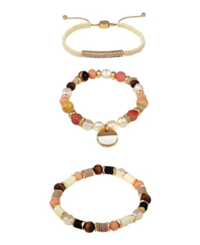 Shop T Tahari Perfectly Natural Trio Bracelet Set In Gold-tone
