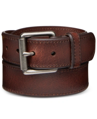 Shop Levi's Men's Beveled-edge Leather Belt In Brown
