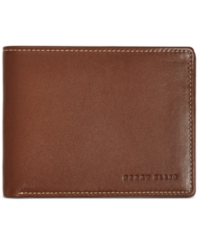 Shop Perry Ellis Portfolio Perry Ellis Men's Leather Wallet In Luggage