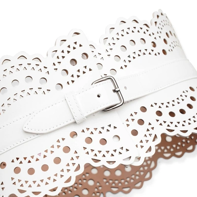 Shop Alaïa Bustier 120 White Leather Corset Belt