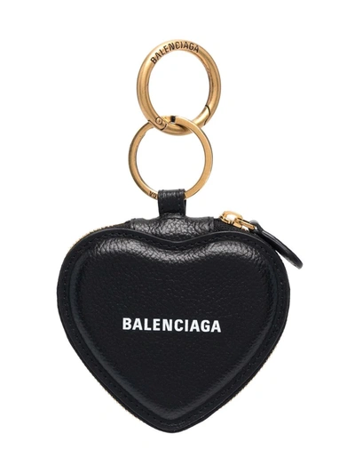 Shop Balenciaga Cash Heart Mirror Case In Schwarz