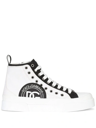 Shop Dolce & Gabbana Two-tone Lace-up Sneakers In Weiss