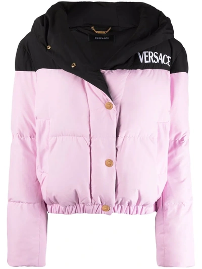 Shop Versace Two-tone Padded Jacket In Schwarz