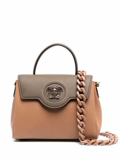 Shop Versace Medusa Two-tone Tote Bag In Nude