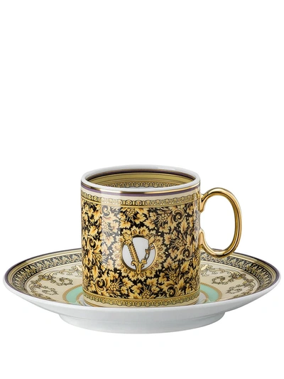 Shop Versace Barocco Mosaic Espresso Cup And Saucer In Weiss