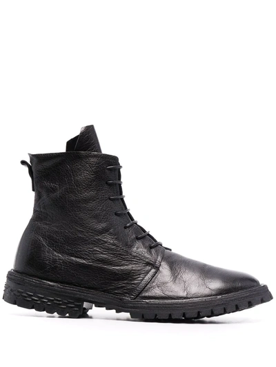 Shop Moma Lace-up Leather Boots In Schwarz