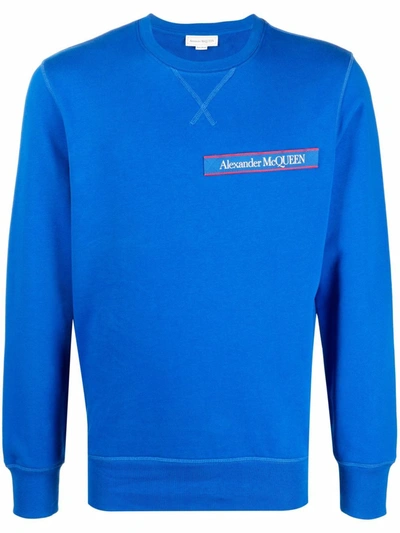 Shop Alexander Mcqueen Logo Patch Sweatshirt In Blau