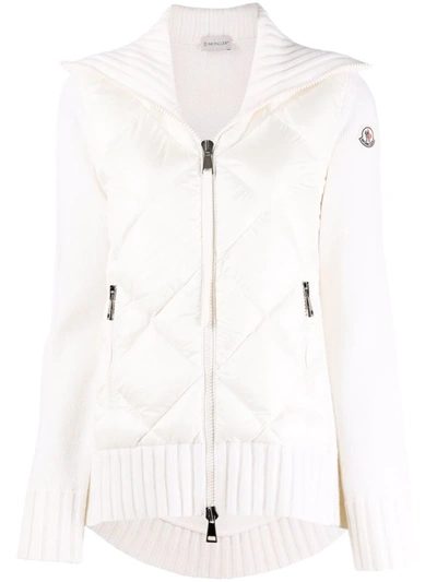 Shop Moncler Zip-front Knitted Jacket In Weiss