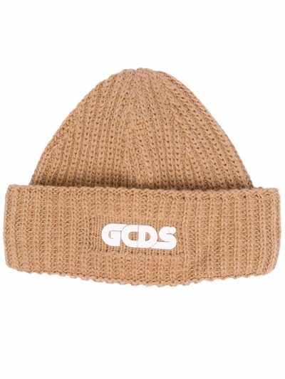 Shop Gcds Logo Beanie Hat In Nude