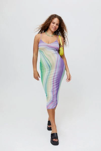 Shop Afrm Amina Mesh Midi Slip Dress In Multi