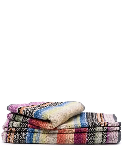 Shop Missoni Two-piece Zigzag Towels In Nude
