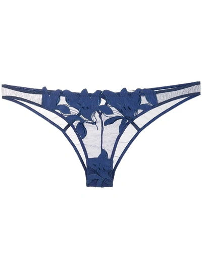 Shop Fleur Du Mal Lily Embroidered Cheeky In Blue