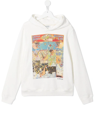 Shop Lanvin Enfant Graphic-print Long-sleeve Hoodie In White