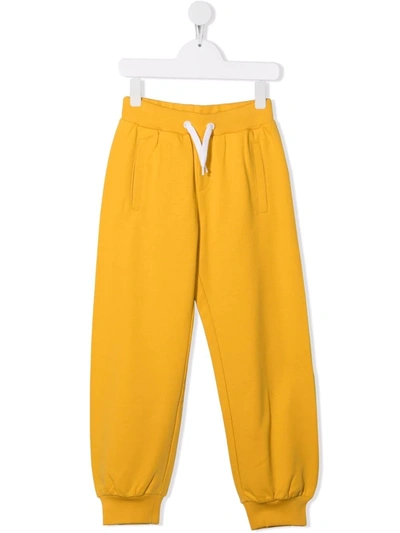Shop Fendi Embossed-logo Drawstring Track Pants In Yellow