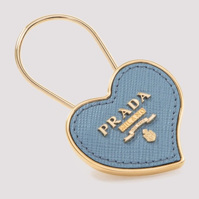 Shop Prada Heart Keychain Smallleathergoods In Blue