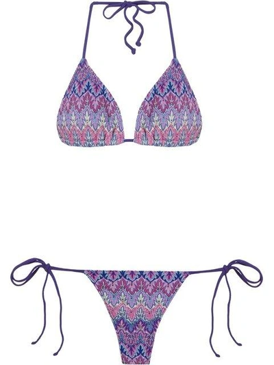 Shop Brigitte Knit Triangle Bikini Set In Pink