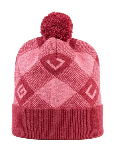 Shop Gucci Geometric G Intarsia-knit Pompom Hat In Pink
