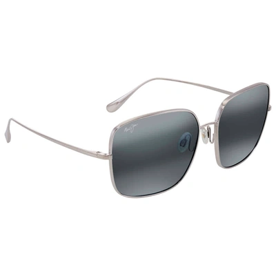 Shop Maui Jim Triton Asian Fit Neutral Grey Square Ladies Sunglasses 546n-17 In Grey,silver Tone