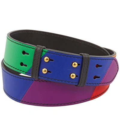 Shop Burberry Rainbow Leather Handbag Belt Strap In Multicolor